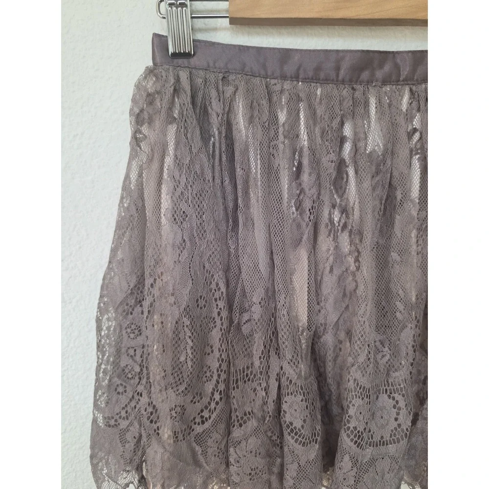 Divided H&M Size 6 Grey Lace Satin Mini Skirt Womens Short Princess Coquette